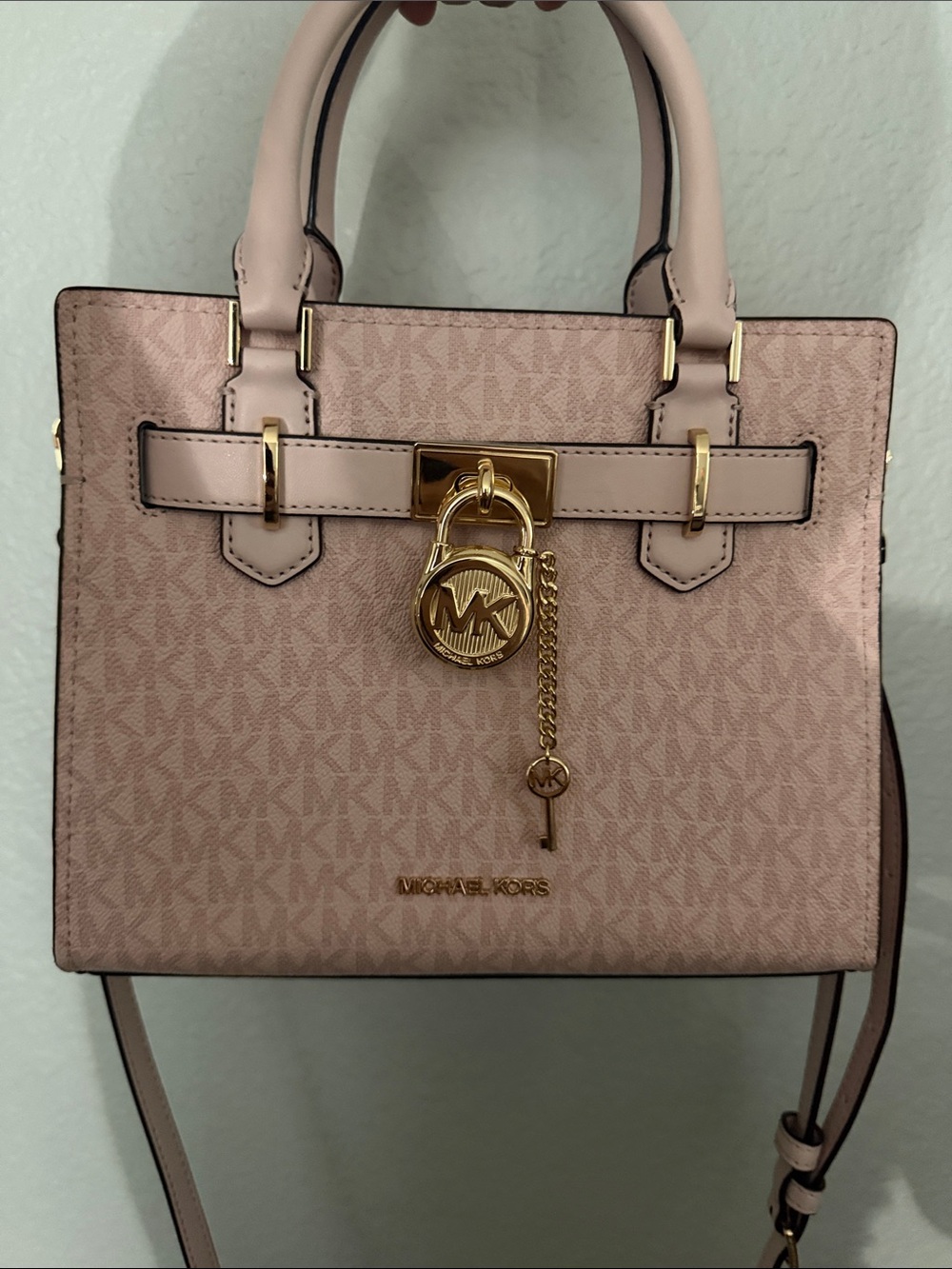 Michael Kors Blush Pink Signature Satchel with Gold Hardware